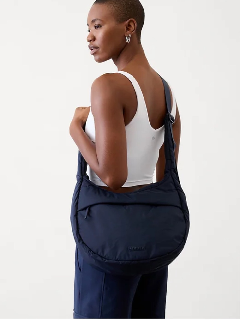 Athleta All About Crossbody Hobo Bag in a dark navy